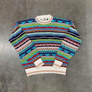 Florence Tricot VTG Italy Multicolor Coogi Style 3D Knit‎ Sweater Men's M